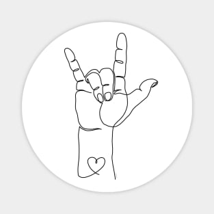 I Love You ASL Sign Hand Language Minimalist Line Art Magnet